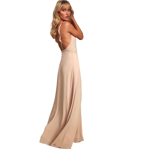Lulu’s Meteoric Rise Powder Pink Maxi Dress Medium Wedding Formal Prom Event - Picture 1 of 11